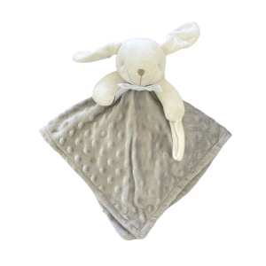 doudou lapin brodé gris
