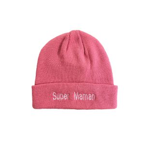 Bonnet rose foncé pour adulte brodé et personnalisé