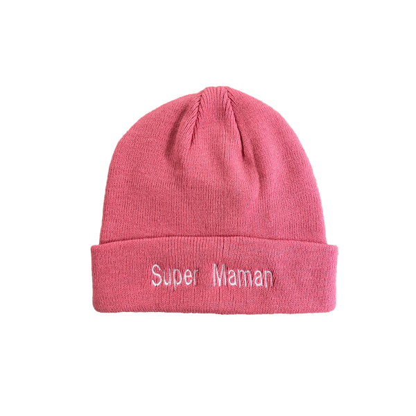 Bonnet rose foncé pour adulte brodé et personnalisé