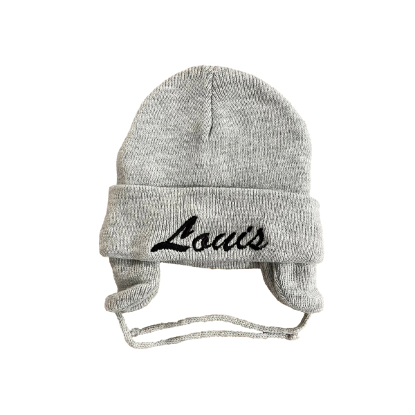 Bonnet gris pour bébé brodé et personnalisé