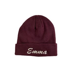 Bonnet bordeaux pour enfant brodé et personnalisé
