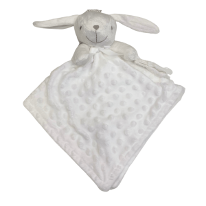 doudou lapin brodé blanc