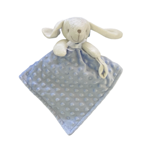 Doudou lapin brodé bleu - Doudou personnalisé - Pour bébé - Attache sucette