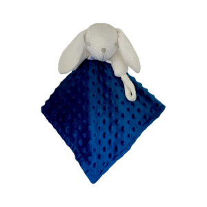 Doudou lapin brodé - Couleur bleu nuit - Attache sucette - Doudou personnalisable